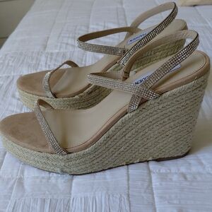 STEVE MADDEN Jute Rhinestone Wedge Sandals 7.5